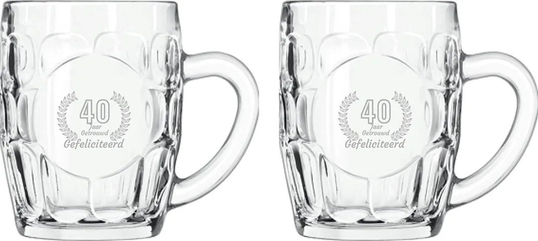 Libbey Bierpullen 55cl Gefeliciteerd 40 jaar getrouwd