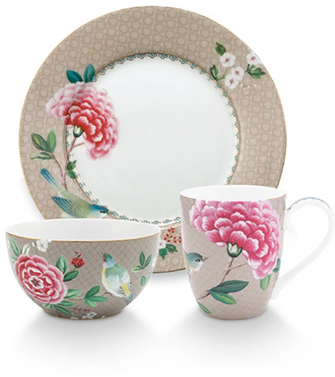 Pip Studio Blushing Birds Ontbijtset 3-delig