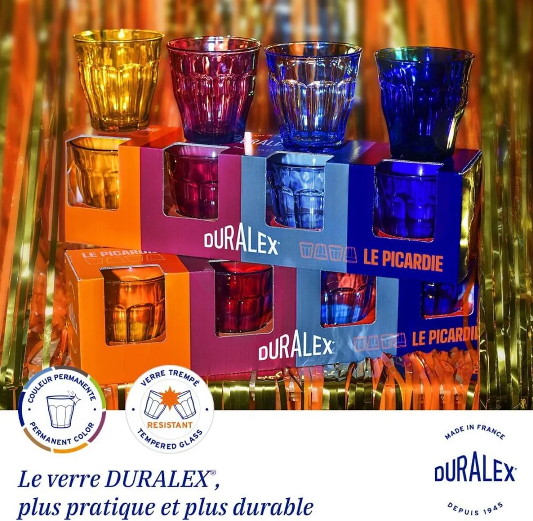 Duralex Picardie Set 4 Geharde Glazen 25cl - Vermeil/Marijn/Saffier/Pruim