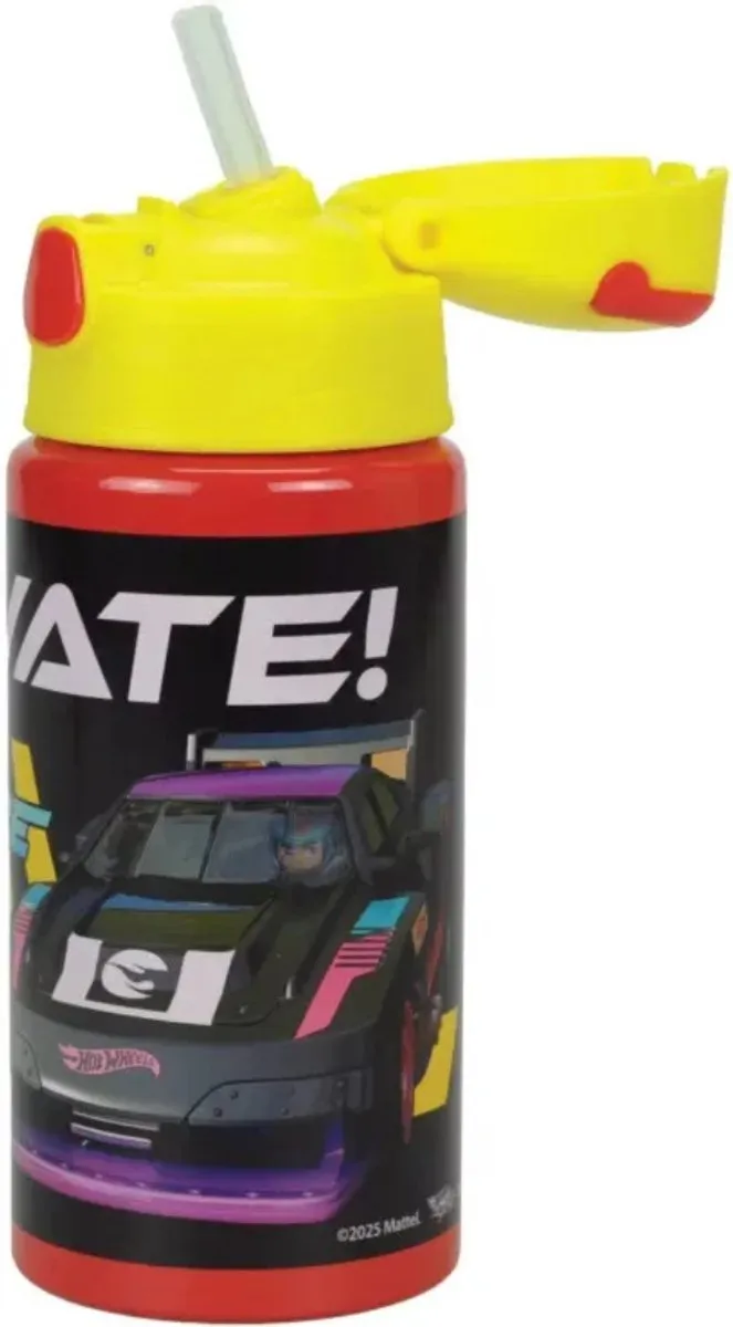 Hot Wheels Blauwe Aluminium Drinkfles 500ml - Lekvrije Dop - afbeelding 2 van 3