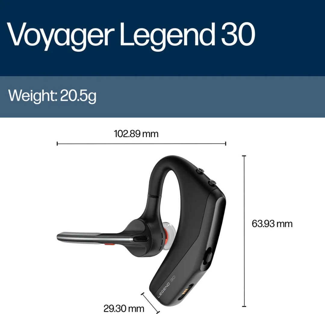 HP Poly Voyager Legend 30 – In-ear headset – Bluetooth – Zwart – Met afstandsbediening – Voor mobiele telefoon