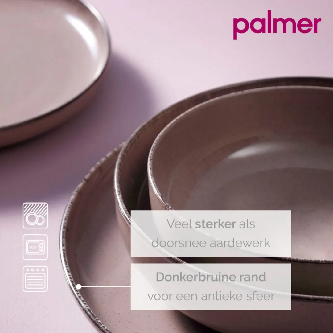 Palmer Antigo Serviesset 24-delig - 6 Personen - Bruin Porselein