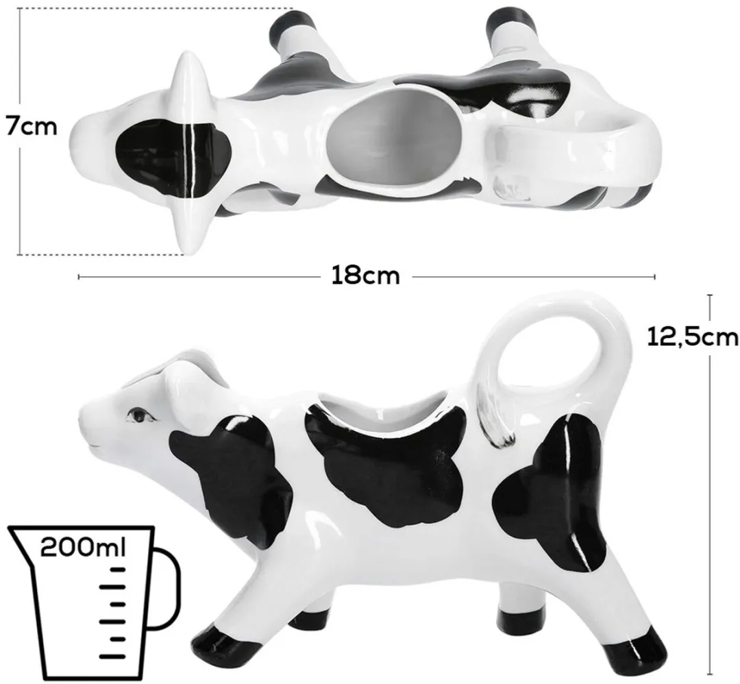 Svenska Living Melkkannetje Koe Keramiek - 400ml - Wit/Zwart