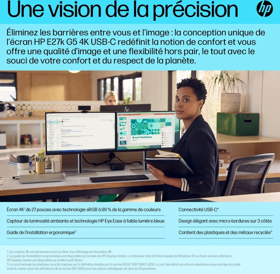 HP 6N4C4AA#ABB Monitor 27" Silver - 4K UHD - USB-C 65W