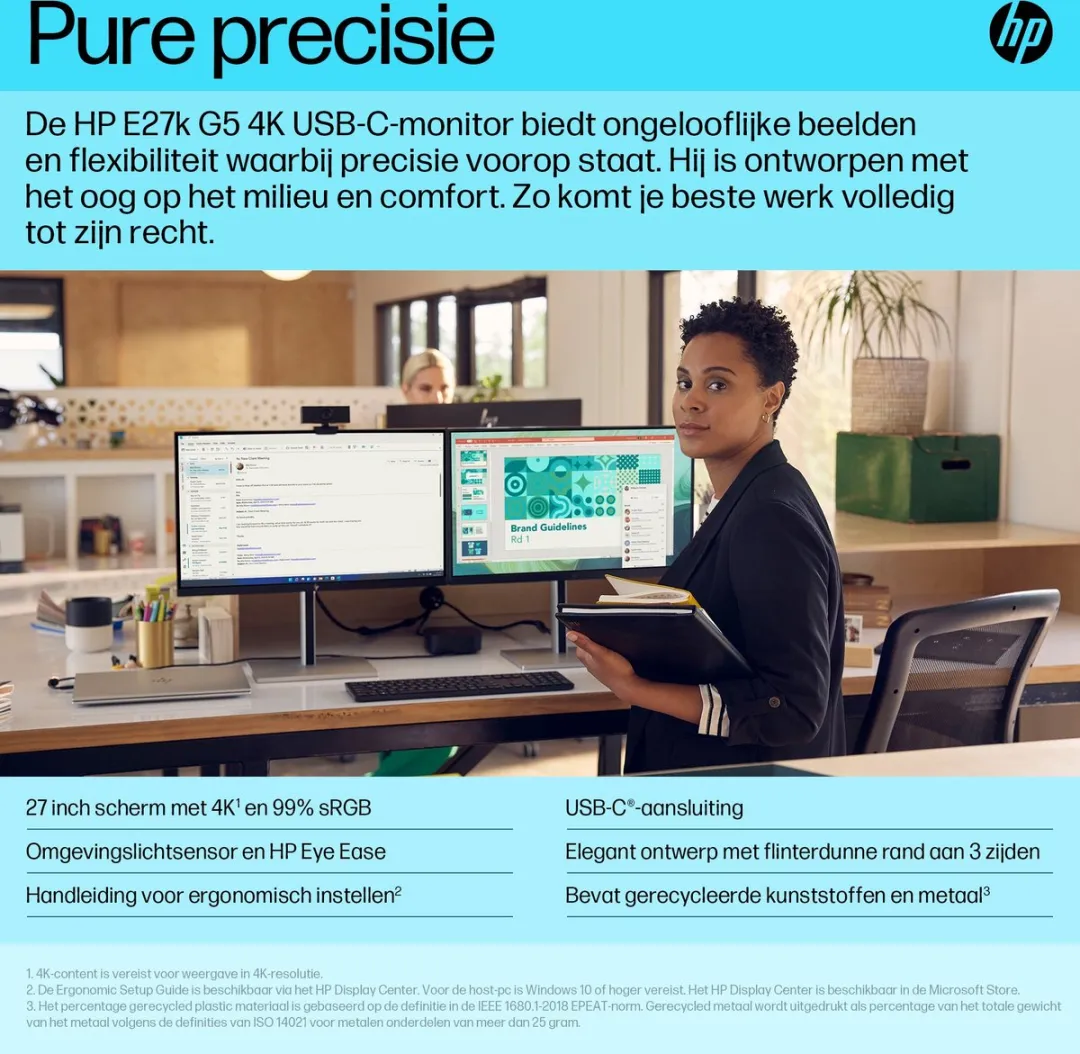 HP 6N4C4AA#ABB Monitor 27" Silver - 4K UHD - USB-C 65W