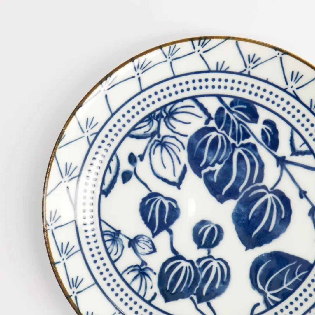 Tokyo Design Studio Flora Japonica Gebaksbord Ivy - Ø16cm - Blauw/Wit