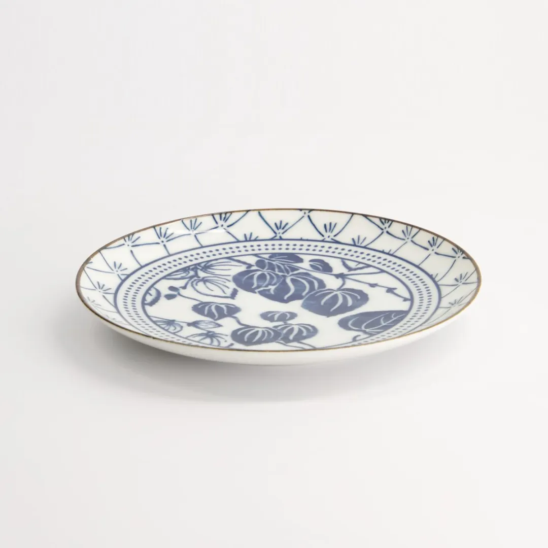 Tokyo Design Studio Flora Japonica Gebaksbord Ivy - Ø16cm - Blauw/Wit
