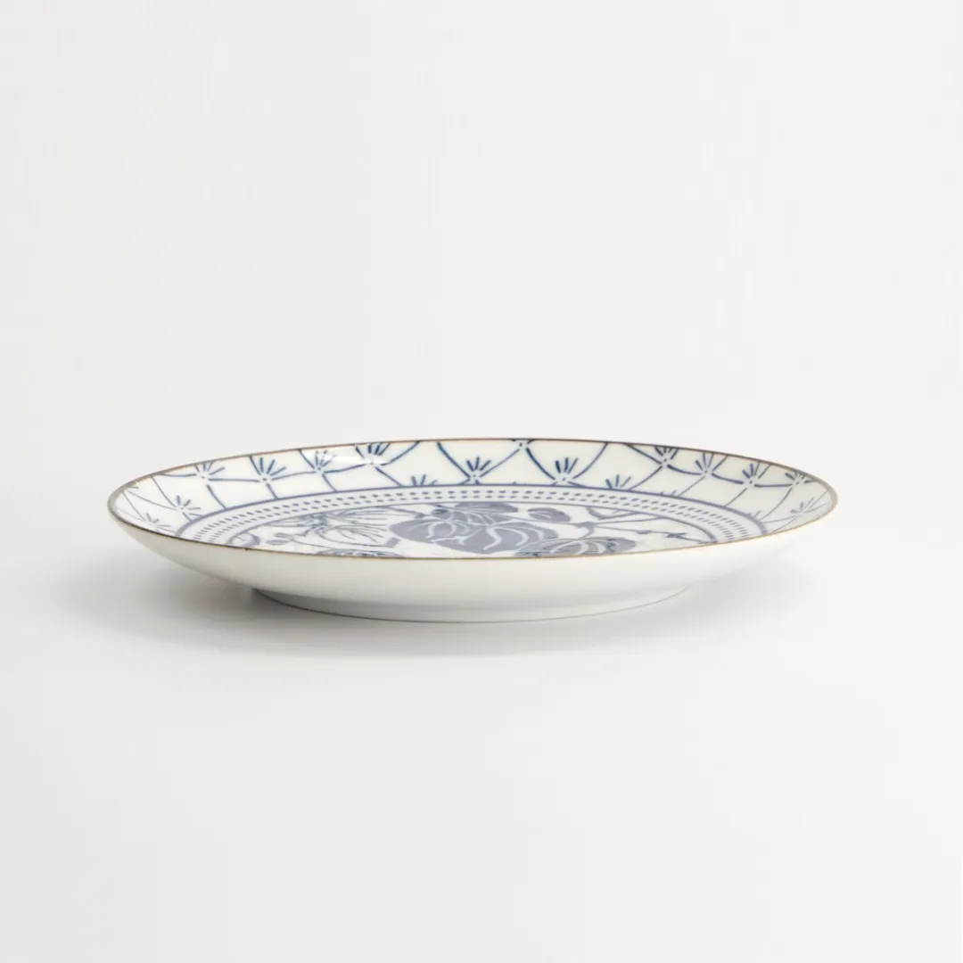Tokyo Design Studio Flora Japonica Gebaksbord Ivy - Ø16cm - Blauw/Wit