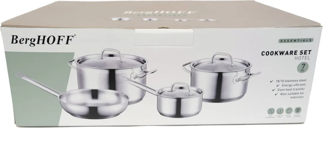 BergHOFF Essentials Pannenset 7-delig RVS - 4 Stuks