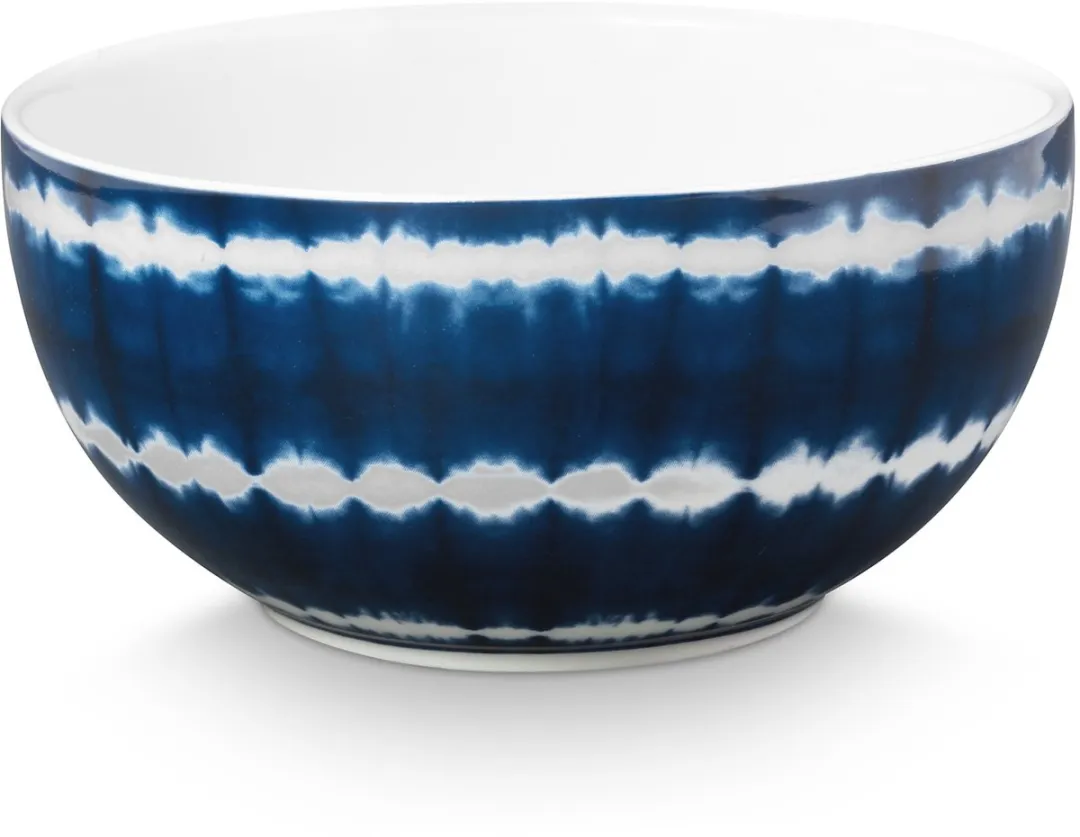 vtwonen Tie-Dye Kommen Blauw/Wit - 4 Stuks 15cm