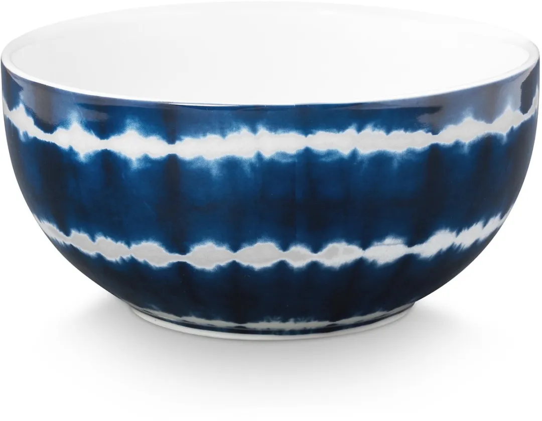 vtwonen Tie-Dye Kommen Blauw/Wit - 4 Stuks 15cm