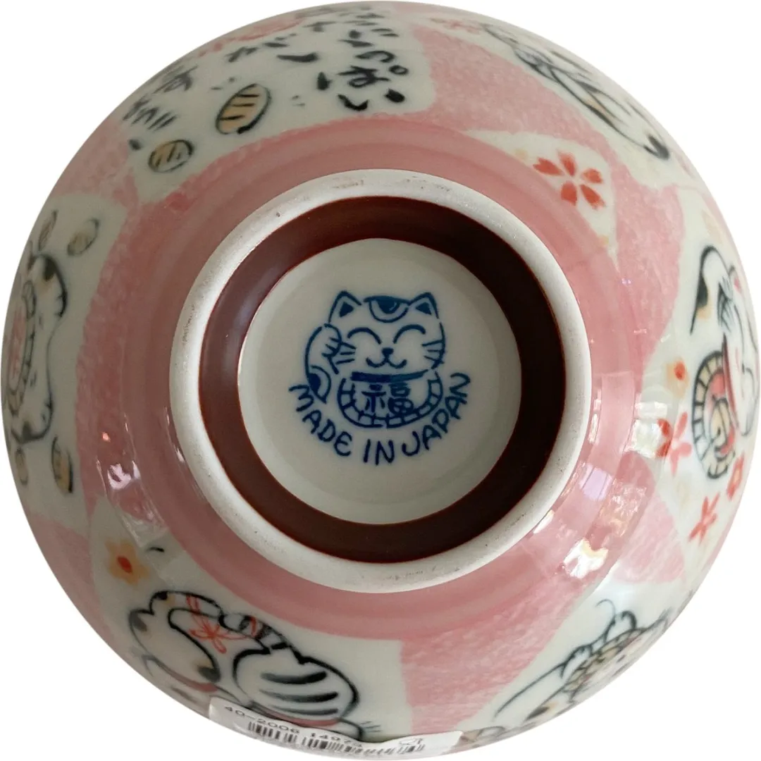 Tokyo Design Studio Kawaii Bowls Lucky Cat Kom - roze - 11.2x6cm