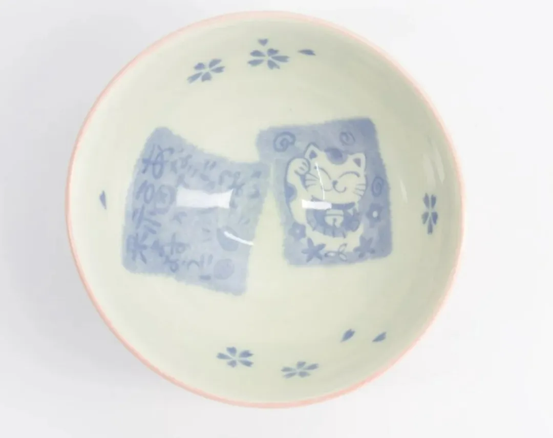 Tokyo Design Studio Kawaii Bowls Lucky Cat Kom - roze - 11.2x6cm