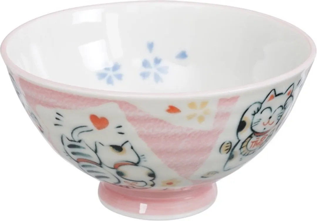 Tokyo Design Studio Kawaii Bowls Lucky Cat Kom - roze - 11.2x6cm - afbeelding 6 van 6