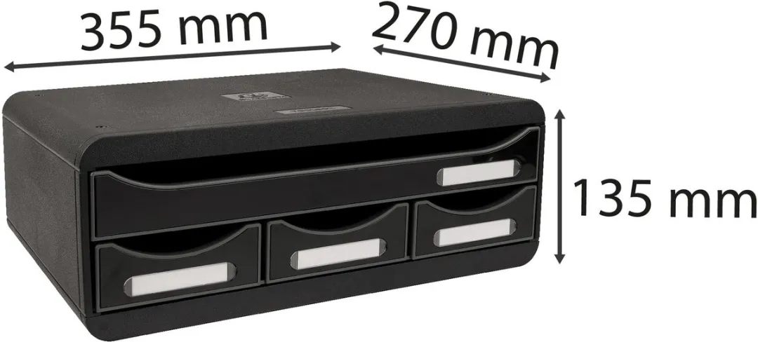 Exacompta TOOLBOX MINI 4 Lades - Zwart Glossy
