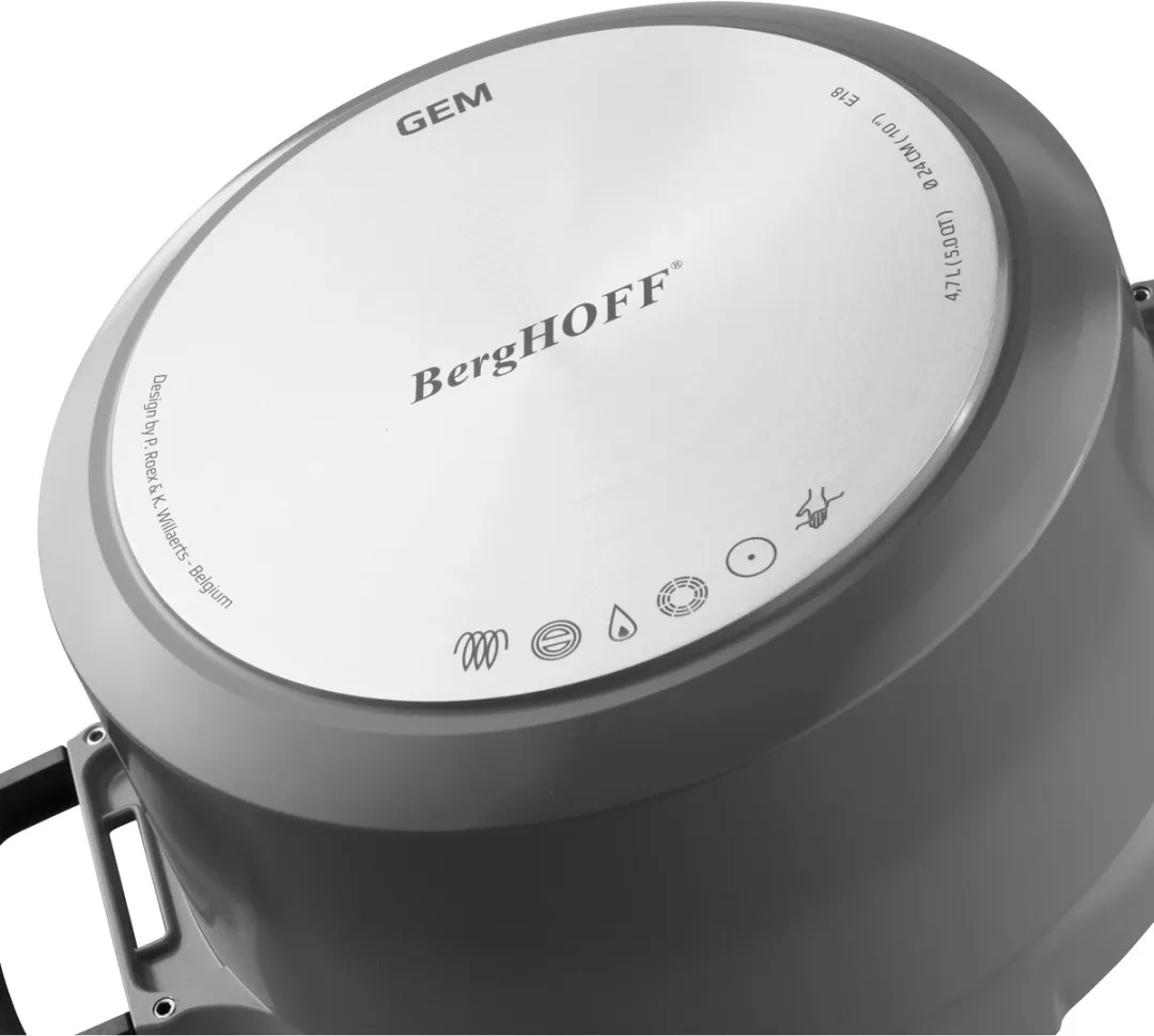 Kookpot met deksel en hittebestendige handvaten grijs 24 cm - Grijs - PFAS-vrij