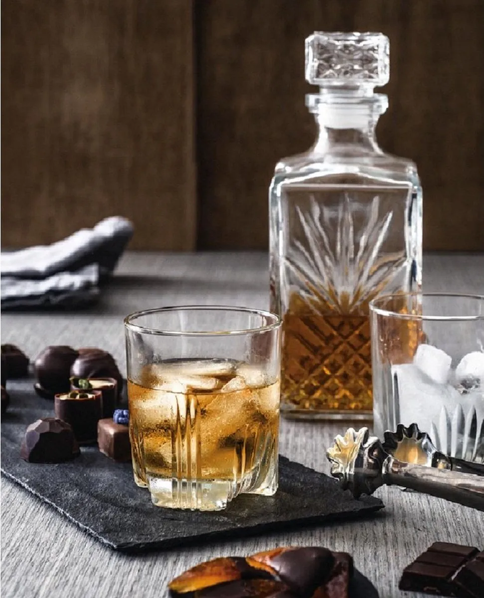 Bormioli Rocco Whiskyset 7-delig - 6x Tumbler 390ml - Transparant