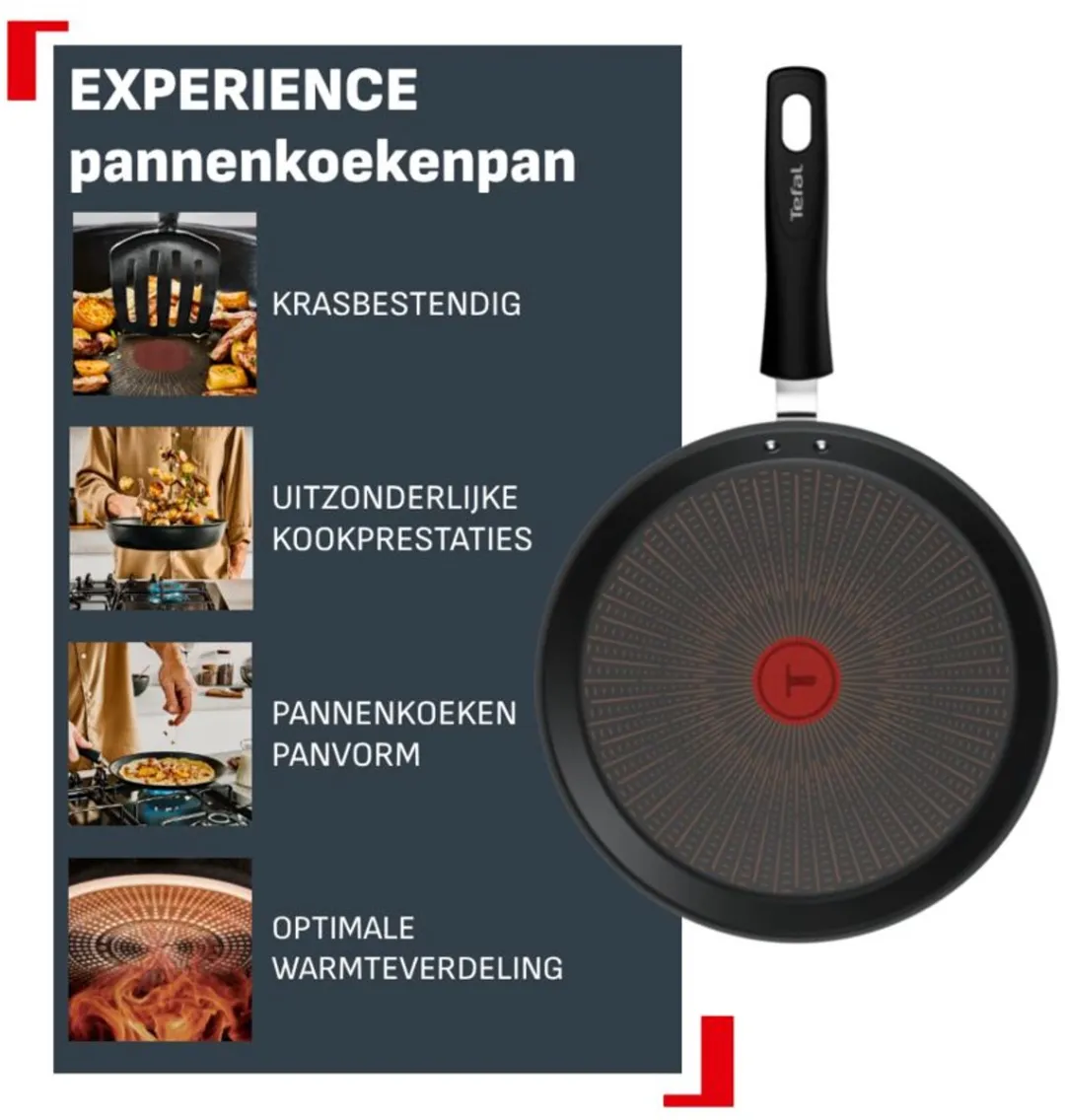 Tefal Experience Pannenkoekpan 25cm - Anti-aanbaklaag - Zwart