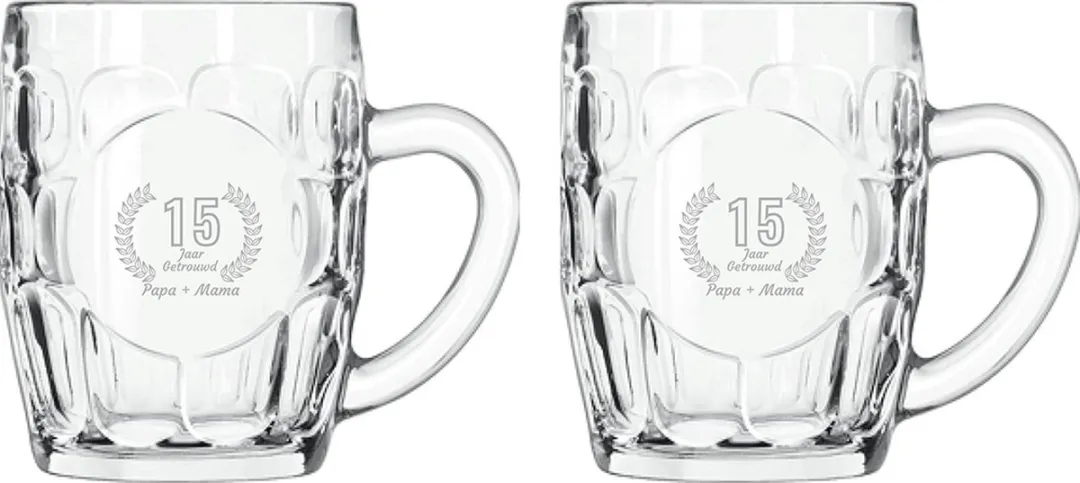 Libbey Gegraveerde Bierpullen 55cl Papa & Mama