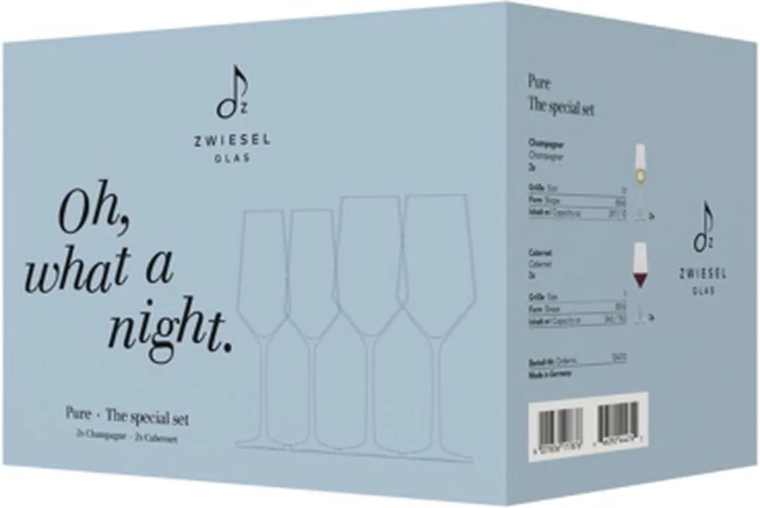 Zwiesel Glas Pure 4-delige Date Night Set 124012 - Wijn- en Champagneglazen