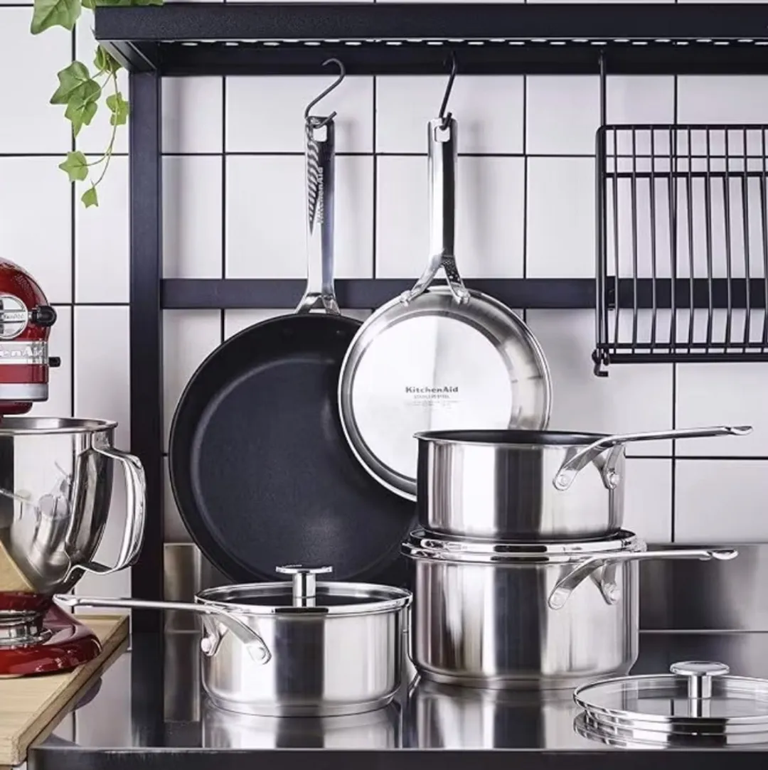 KitchenAid 8-delige Pannenset RVS - 5 Pannen