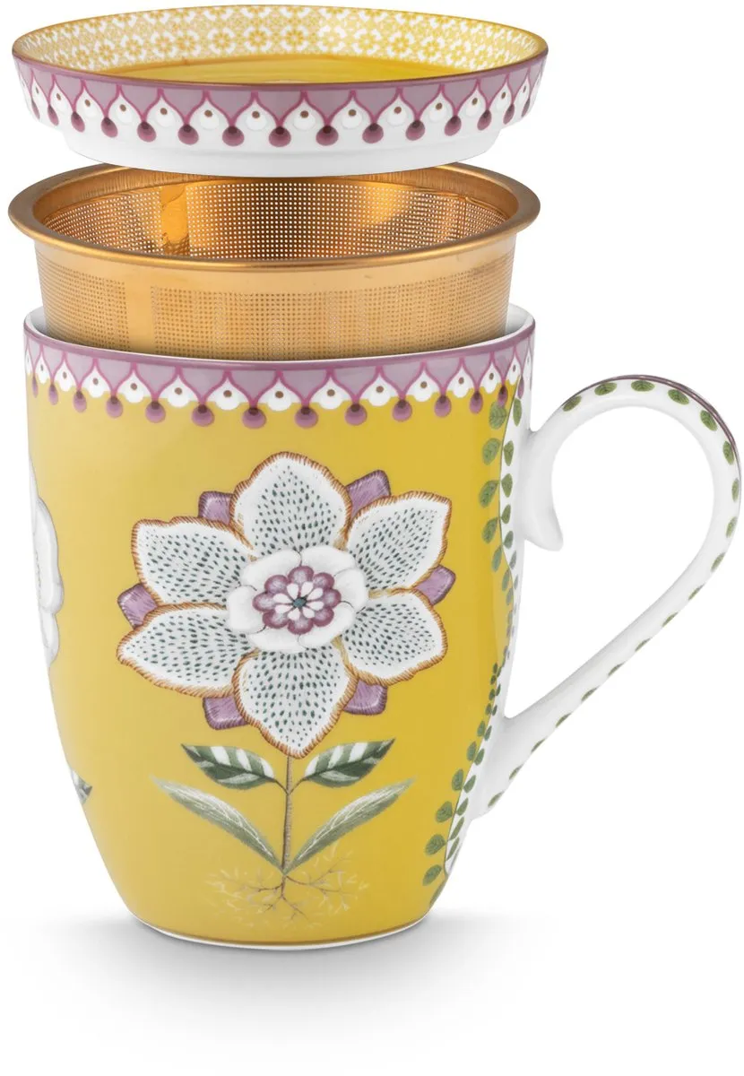 Pip Studio Tea for One Set Lily & Lotus - Geel - 1 Persoon - 3-delig