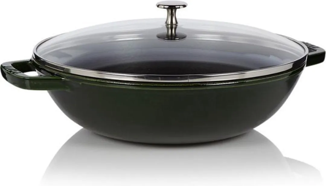 Staub Wokpan - Zwart - ø 30 cm / 4.4 liter - geëmailleerde anti-aanbaklaag