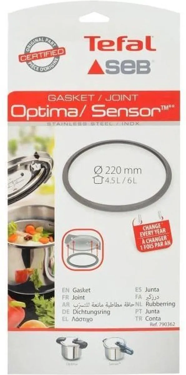 Tefal Rubberring D220mm - 4,5-6 liter Optima/Sensor - Blauw