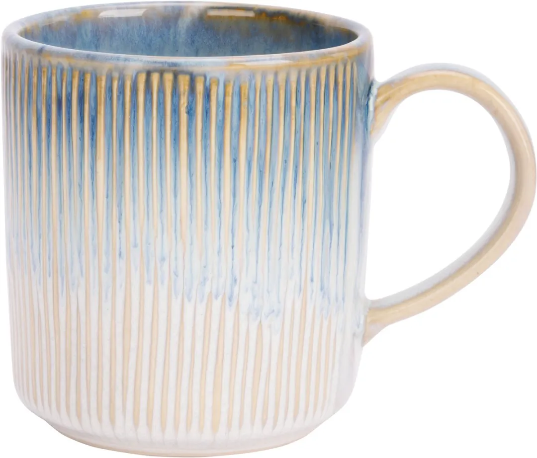Cosy&Trendy Listra Bekers - 4 Stuks 390ml - Blauw/Wit
