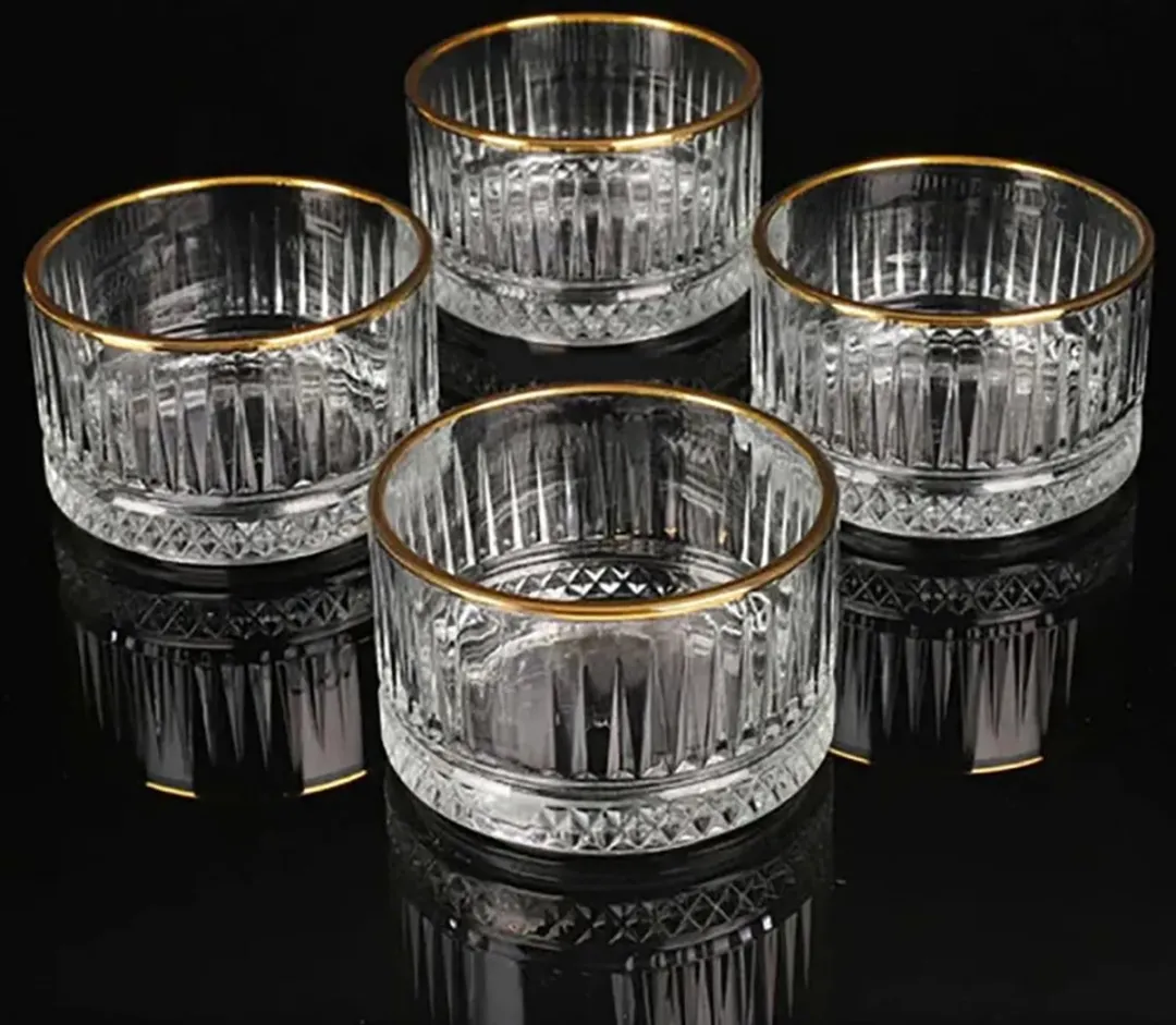 Pasabahce Elysia Snackkomset 4 Stuks - 235cc - Ø9cm - Gouden rand