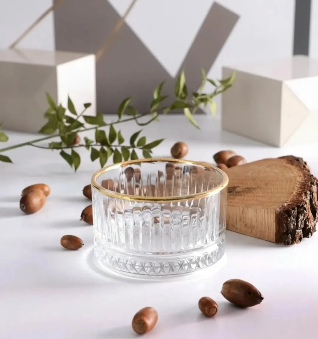 Pasabahce Elysia Snackkomset 4 Stuks - 235cc - Ø9cm - Gouden rand