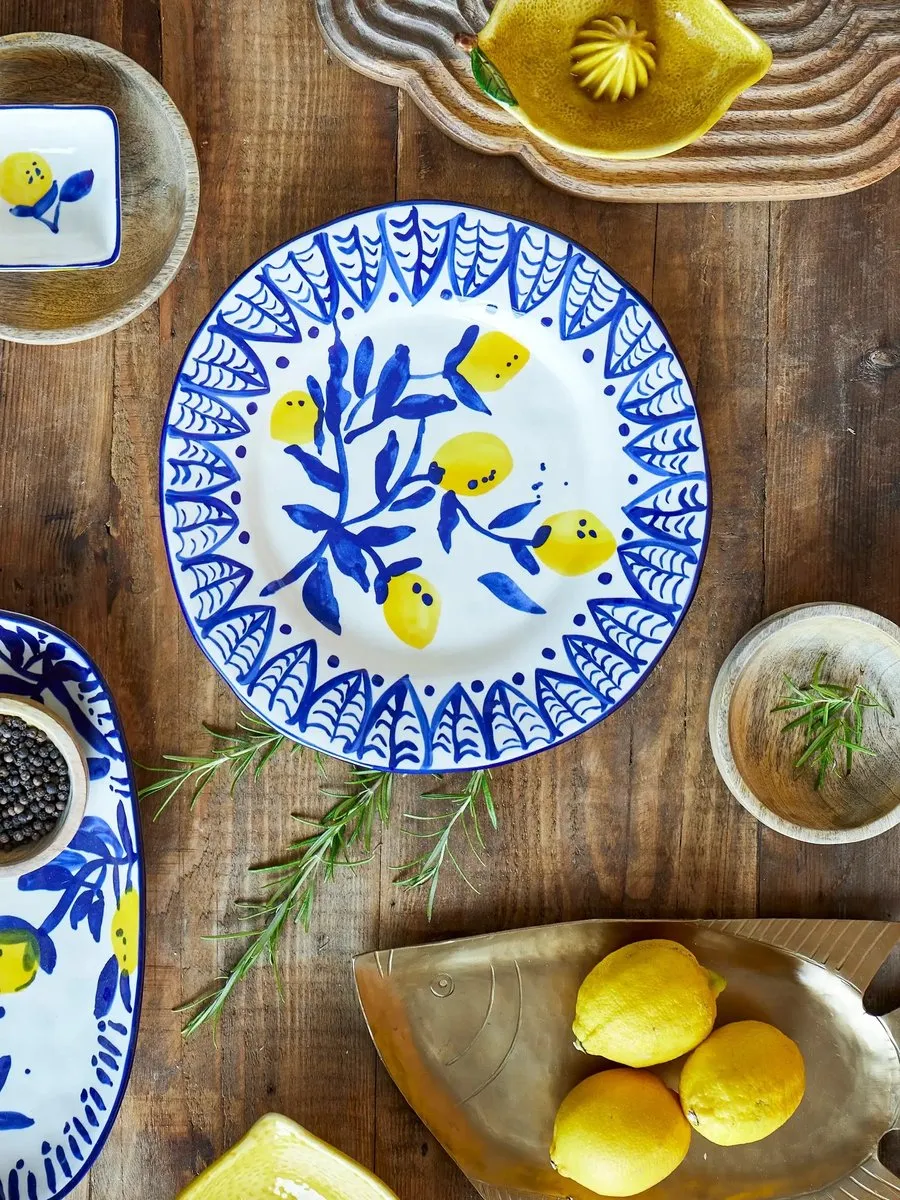 Bloomingville Bord Aardewerk Blauw 27cm