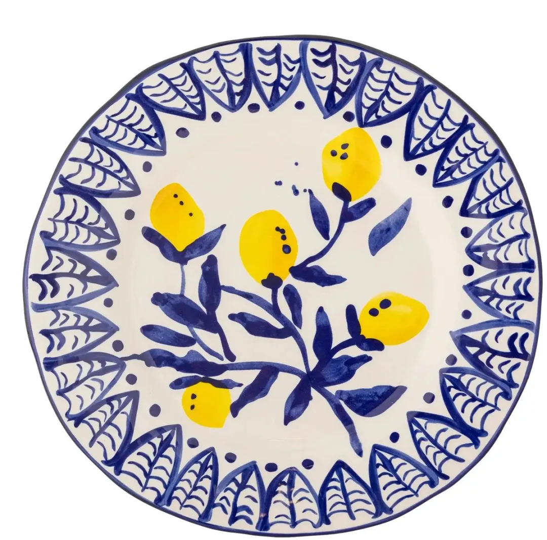 Bloomingville Bord Aardewerk Blauw 27cm