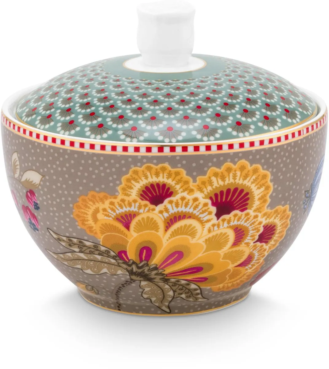 Pip Studio Blooming Tales Suikerpot 51.008.058 - Bruin met blauw