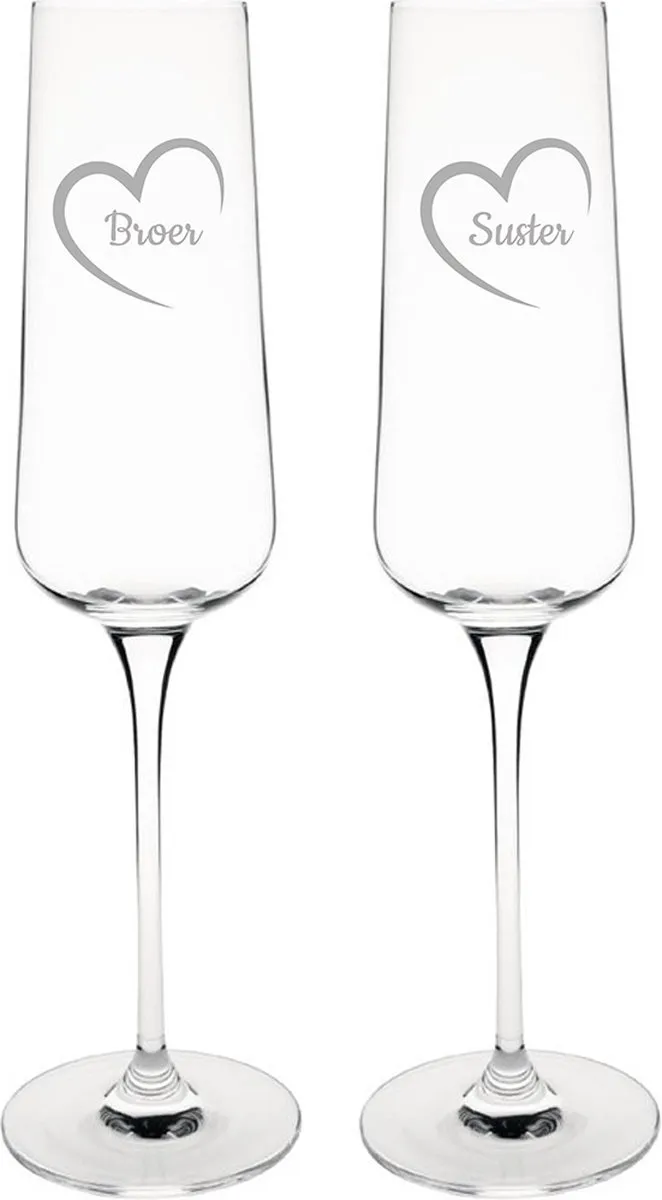 Olympia Gegraveerde Champagneglazen Broer & Zus Mei Hert