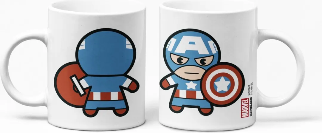 Marvel Kawaii Captain America Mok MG23602 - 325ml - Wit