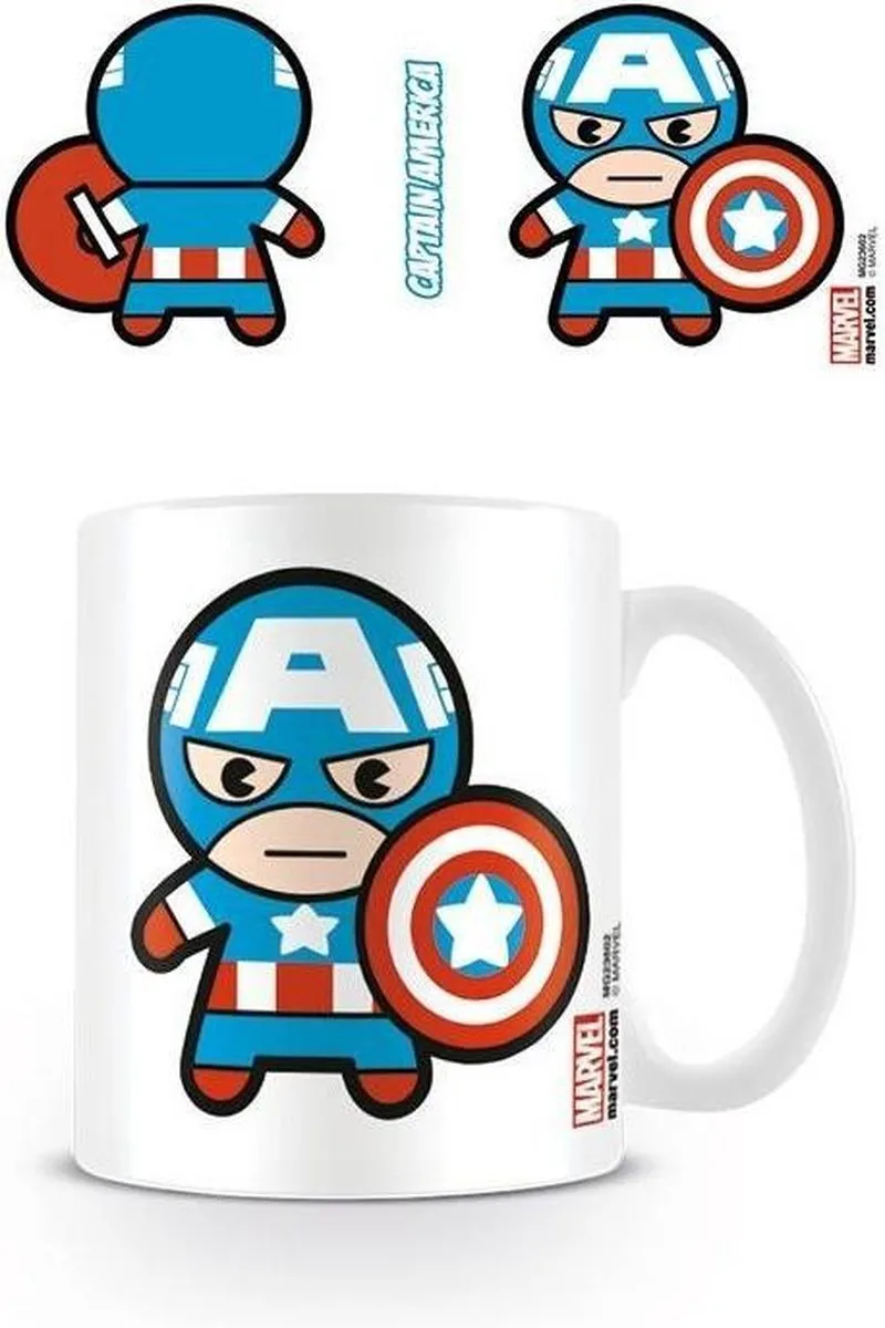 Marvel Kawaii Captain America Mok MG23602 - 325ml - Wit