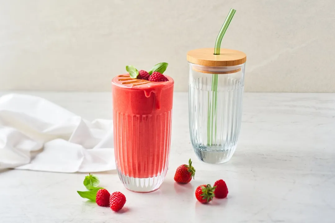 La Rochère Ouessant Smoothie Glas 45cl - Glas met bamboe rietje