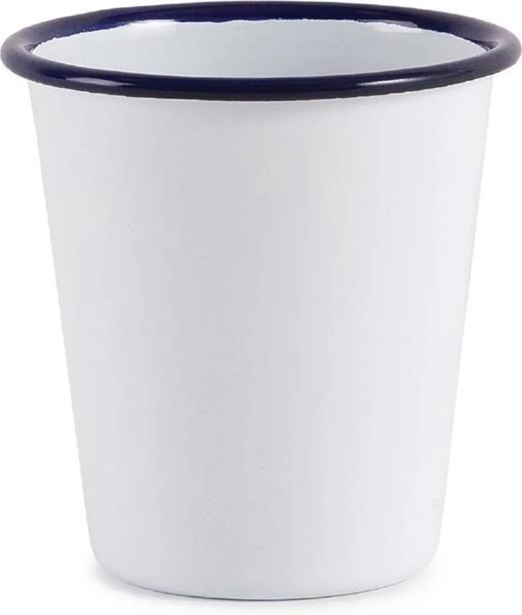 Olympia 6 Stuks Geëmailleerde Bekers 31cl - Blauw/Wit