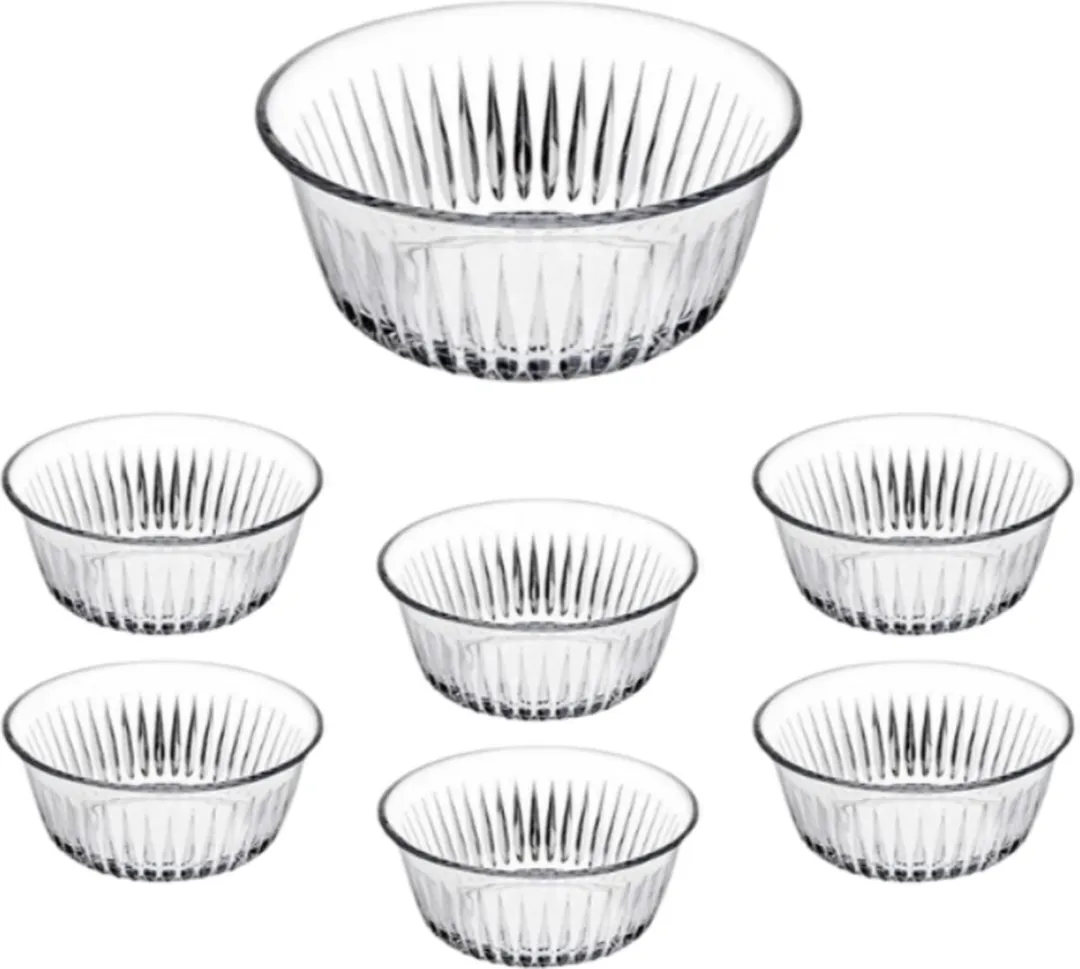 Pasabahce Frezya 7-delig Glas Servieset - 1 Grote + 6 Kleine Schaaltjes