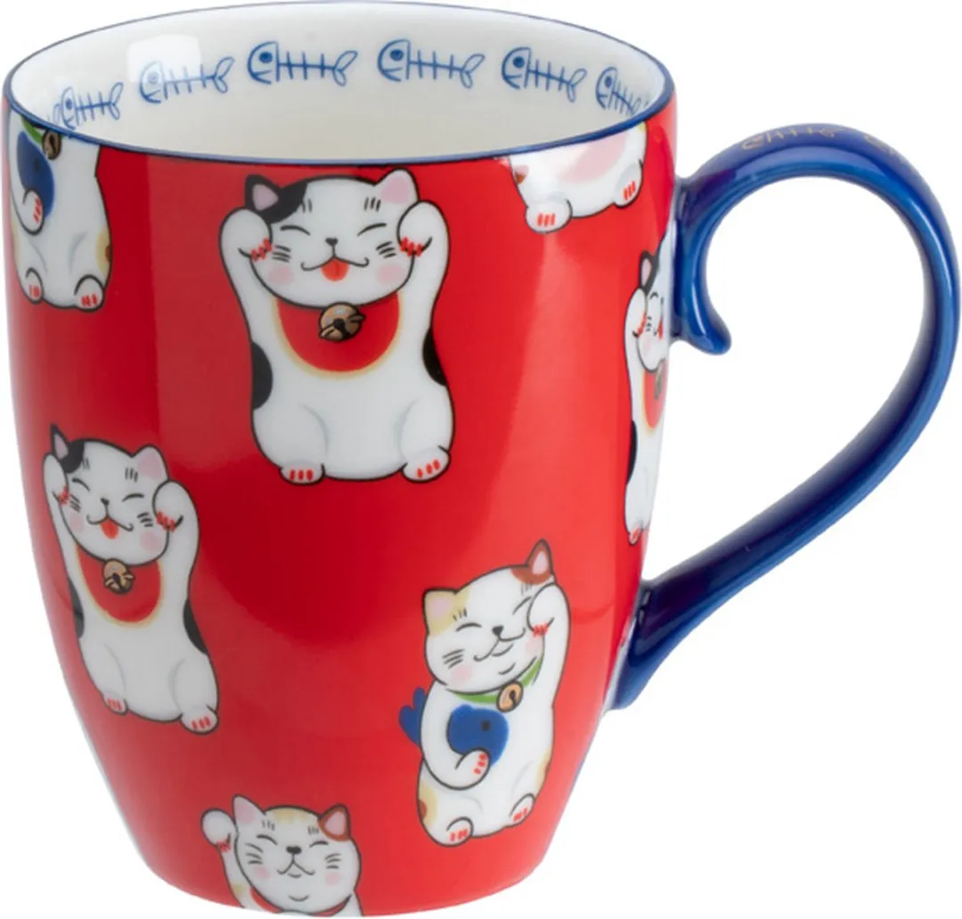 Tokyo Design Studio Kawaii Lucky Cat Mok 17617 - 380ml - Rood - afbeelding 6 van 6