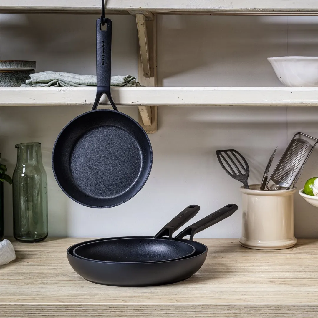 KitchenAid Classic Aluminium Koekenpannen Set 3-delig - Zwart