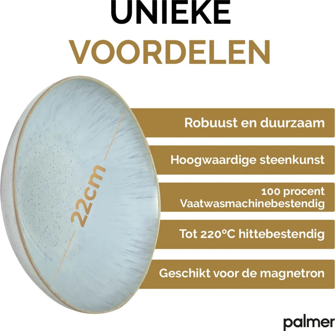 Palmer Light Blue Sea Pastabord - 2 Stuks ø 22cm - Wit/Blauw