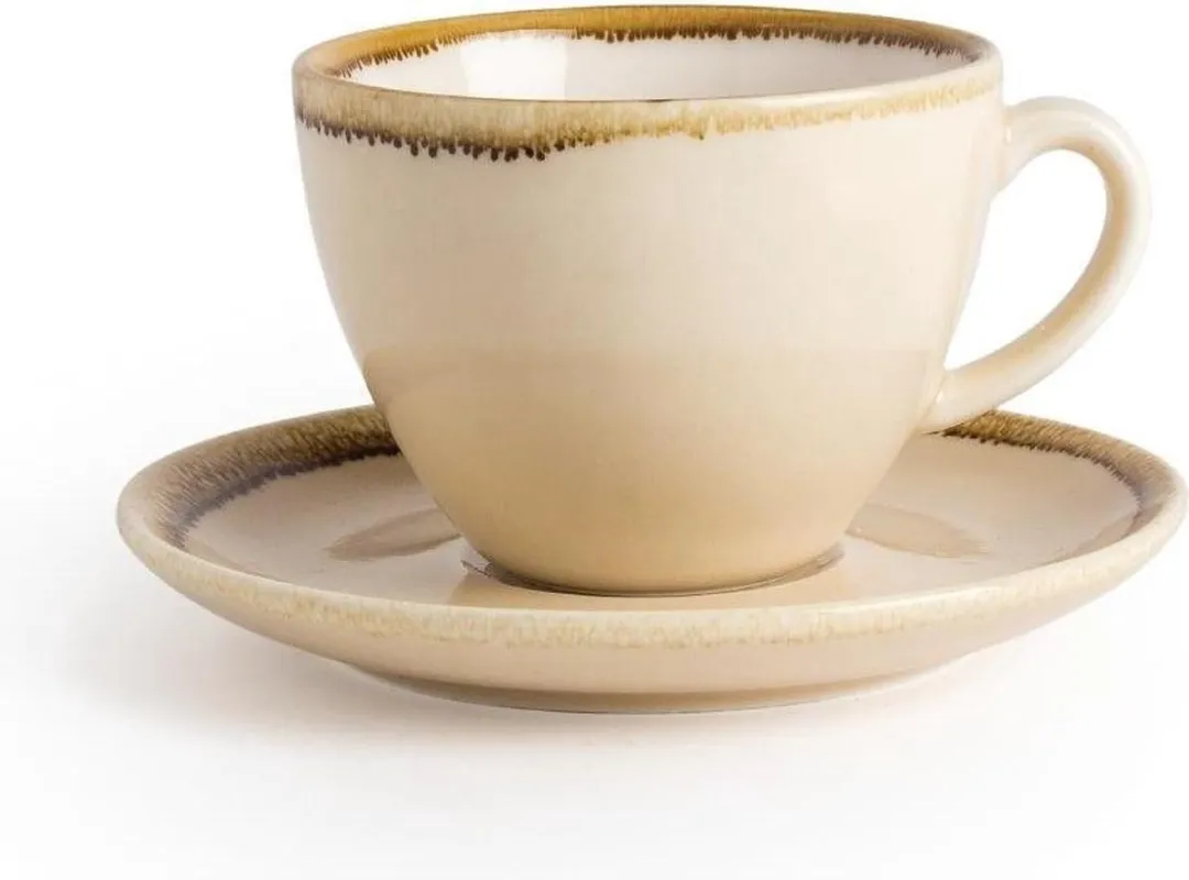 Olympia Kiln Koffieschotel Zandsteen Ø14cm - Set van 6