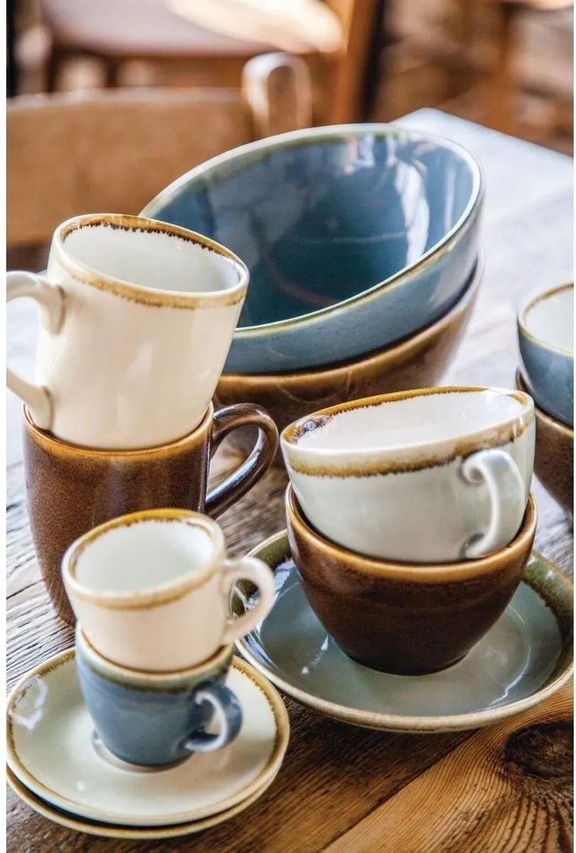 Olympia Kiln Koffieschotel Zandsteen Ø14cm - Set van 6