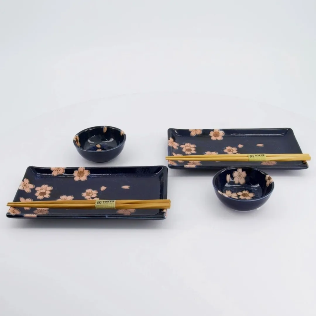 Tokyo Design Studio Sakura Sushi Giftset 6-delig - Marineblauw