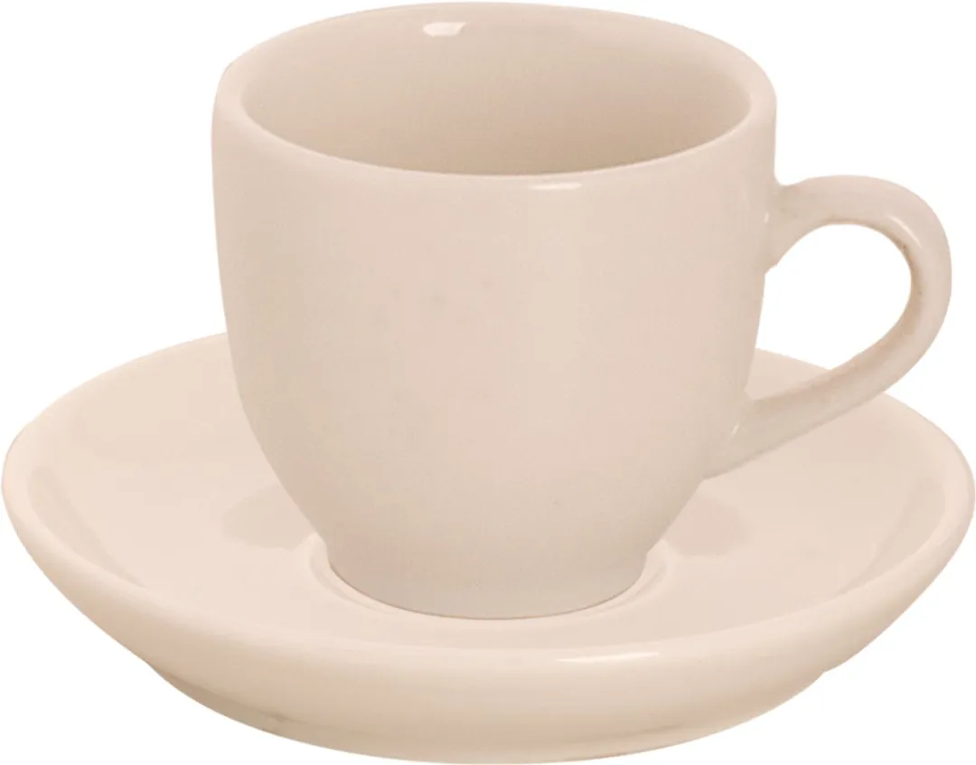 Palmer Robusta Koffiekop & Schotel 140ml - 12 Stuks - Gebroken wit