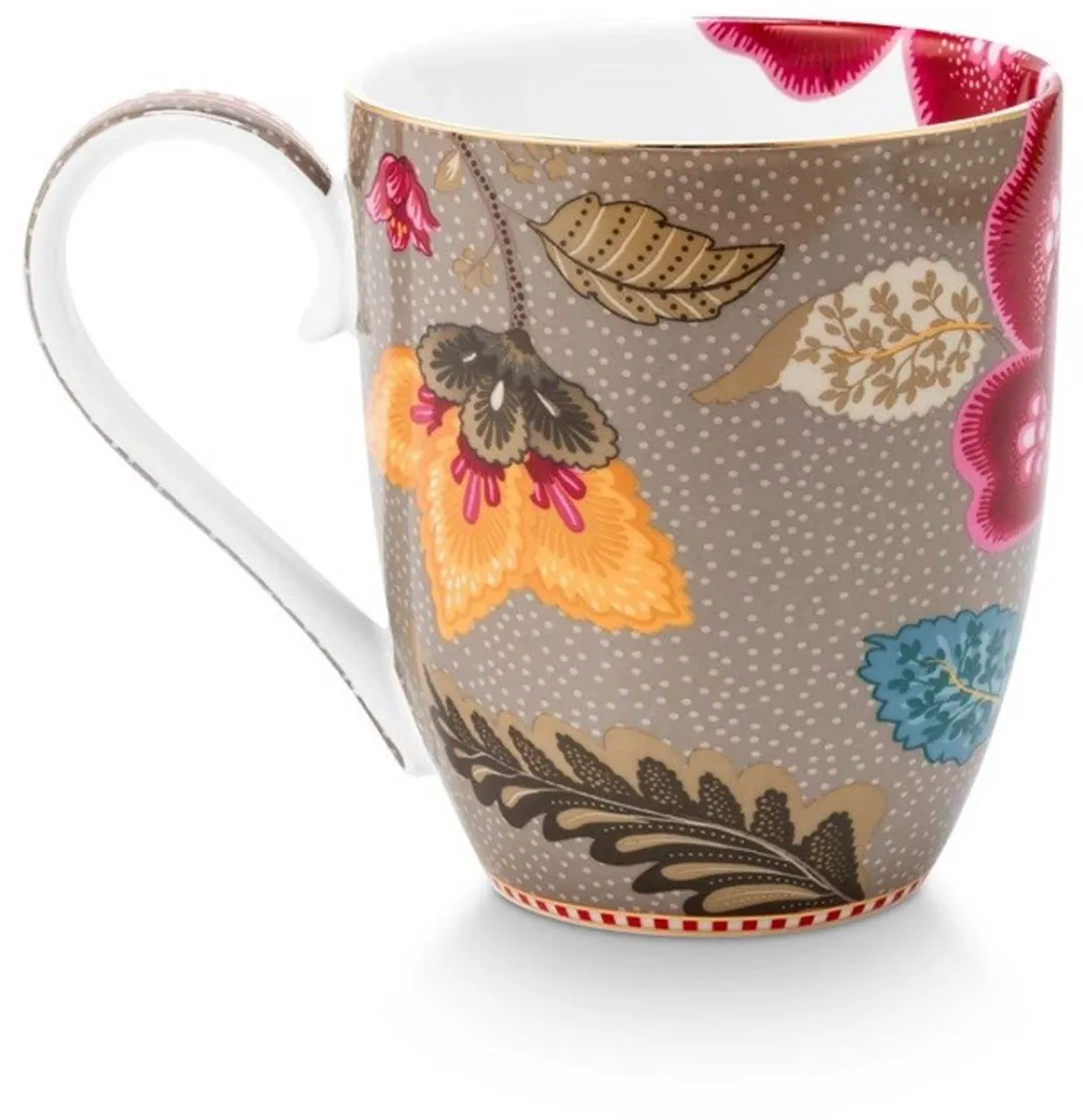 Pip Studio Mok XL Blooming Tales Fantasy Khaki - 450ml - 2 Stuks