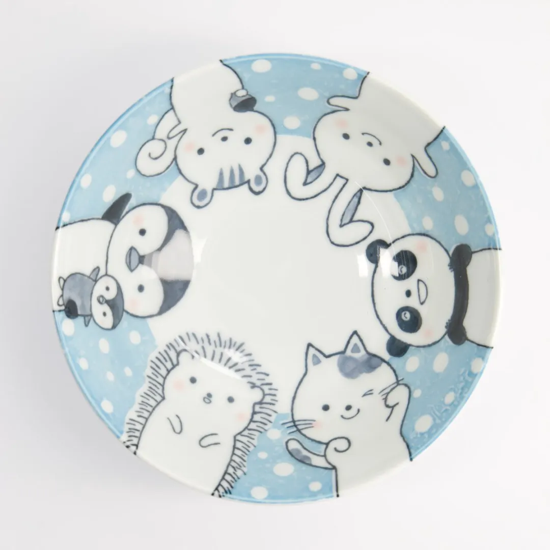 Tokyo Design Studio Kawaii Ramen Kom Dieren Blauw 1000ml