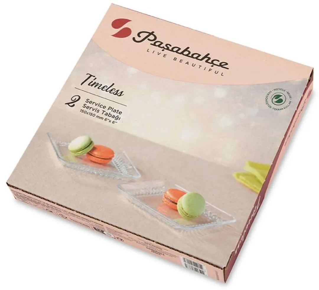 Pasabahce Timeless Vierkant Gebaksbord 15cm - 6 Stuks